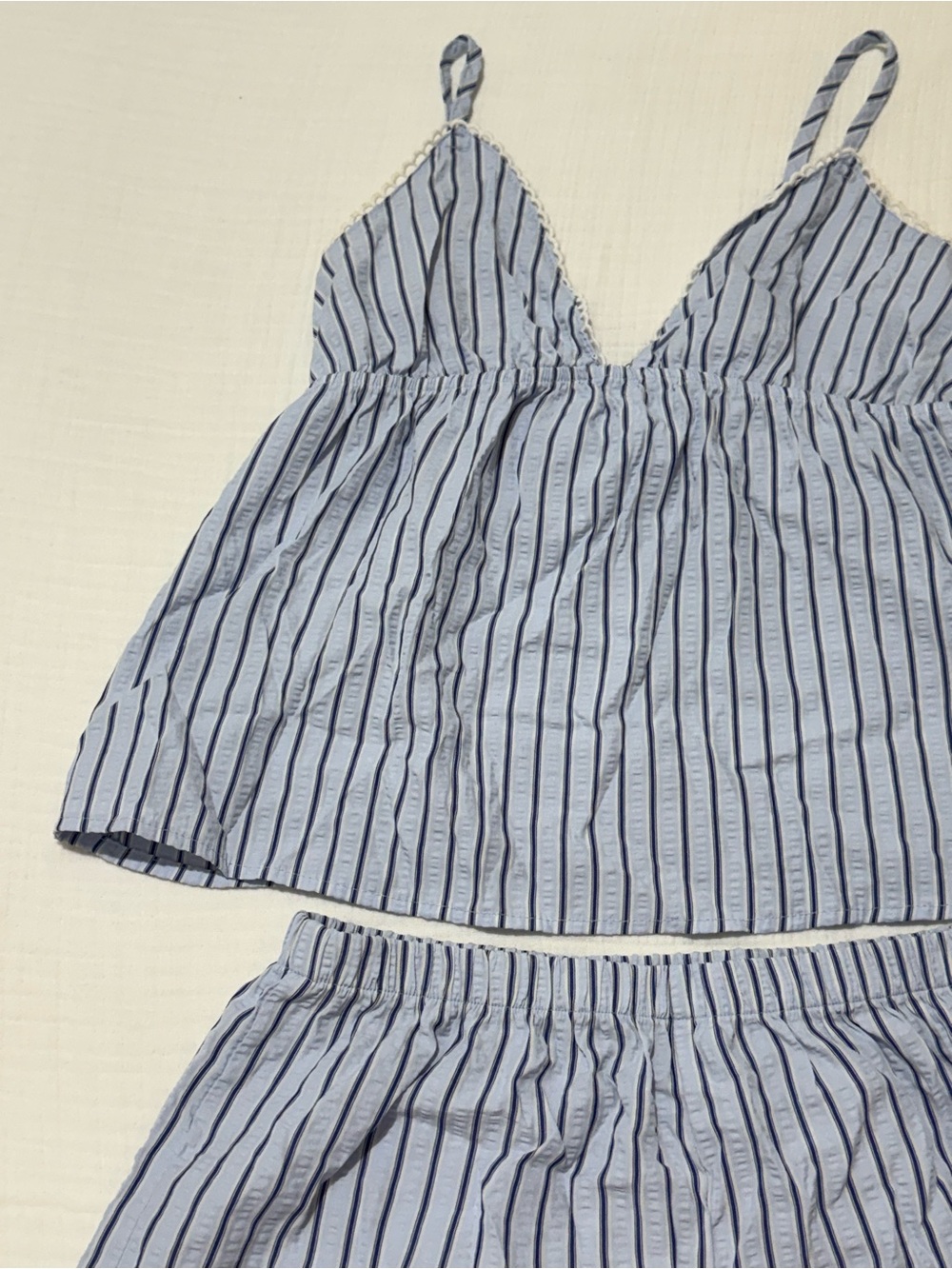 Light Blue Striped Cami and Short Set